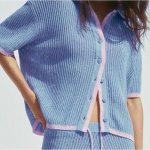 NWT Zara Blue And Pink Shirt SZ L